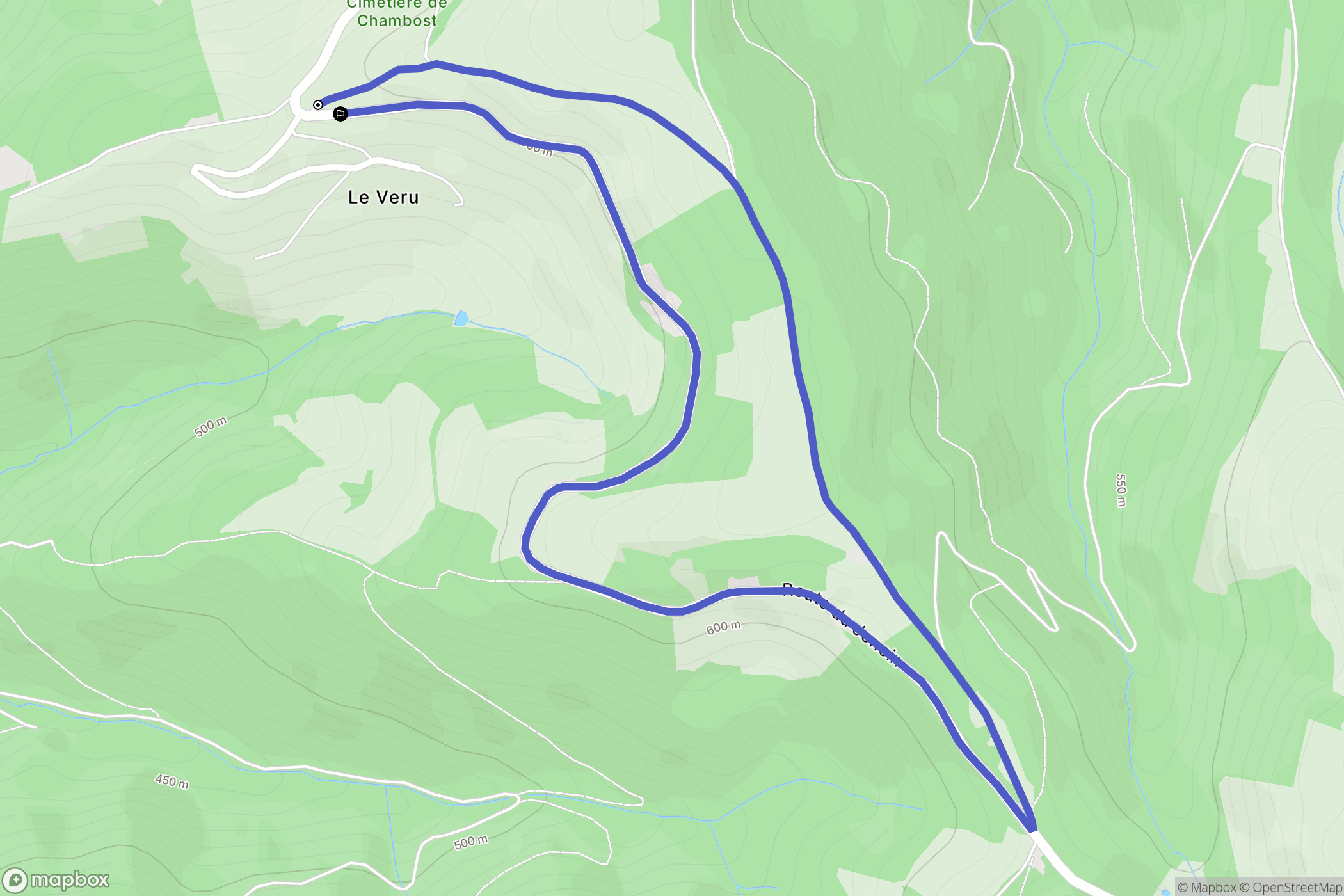 Chambost-Allières : carte du parcours de randonnée - France