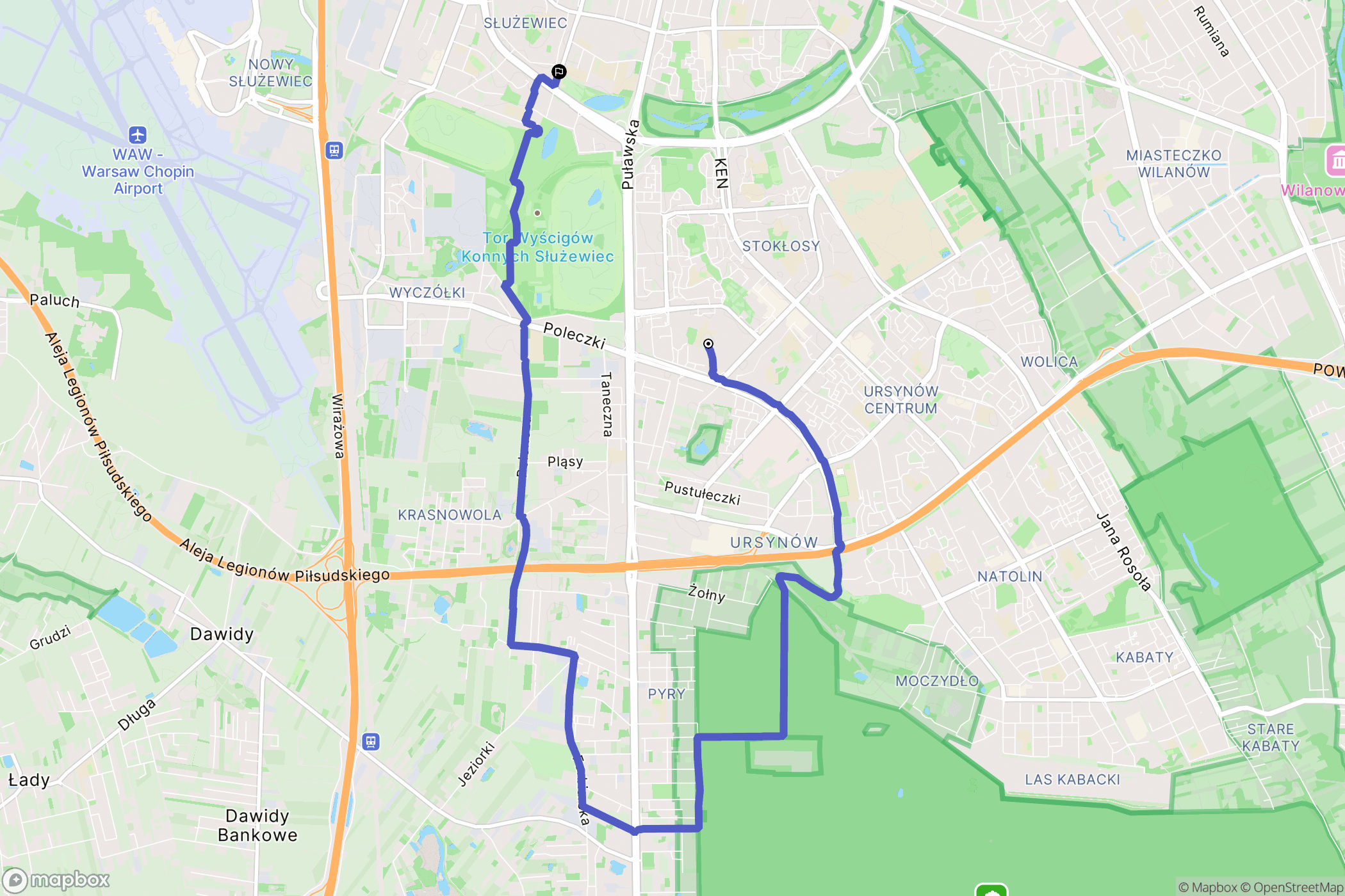 Warszawa: mapa trasy - Poland