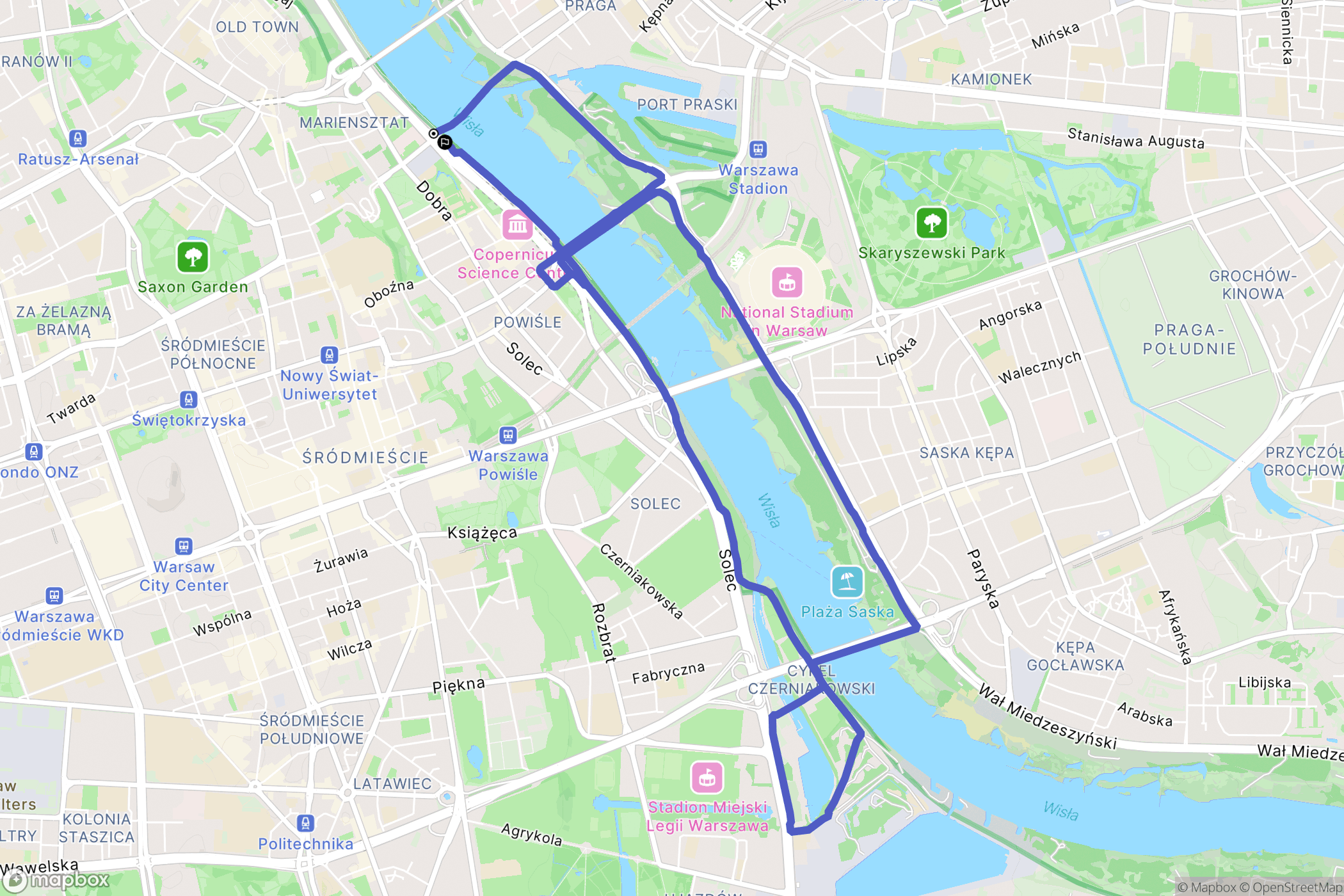 Warsaw: mapa trasy - Poland