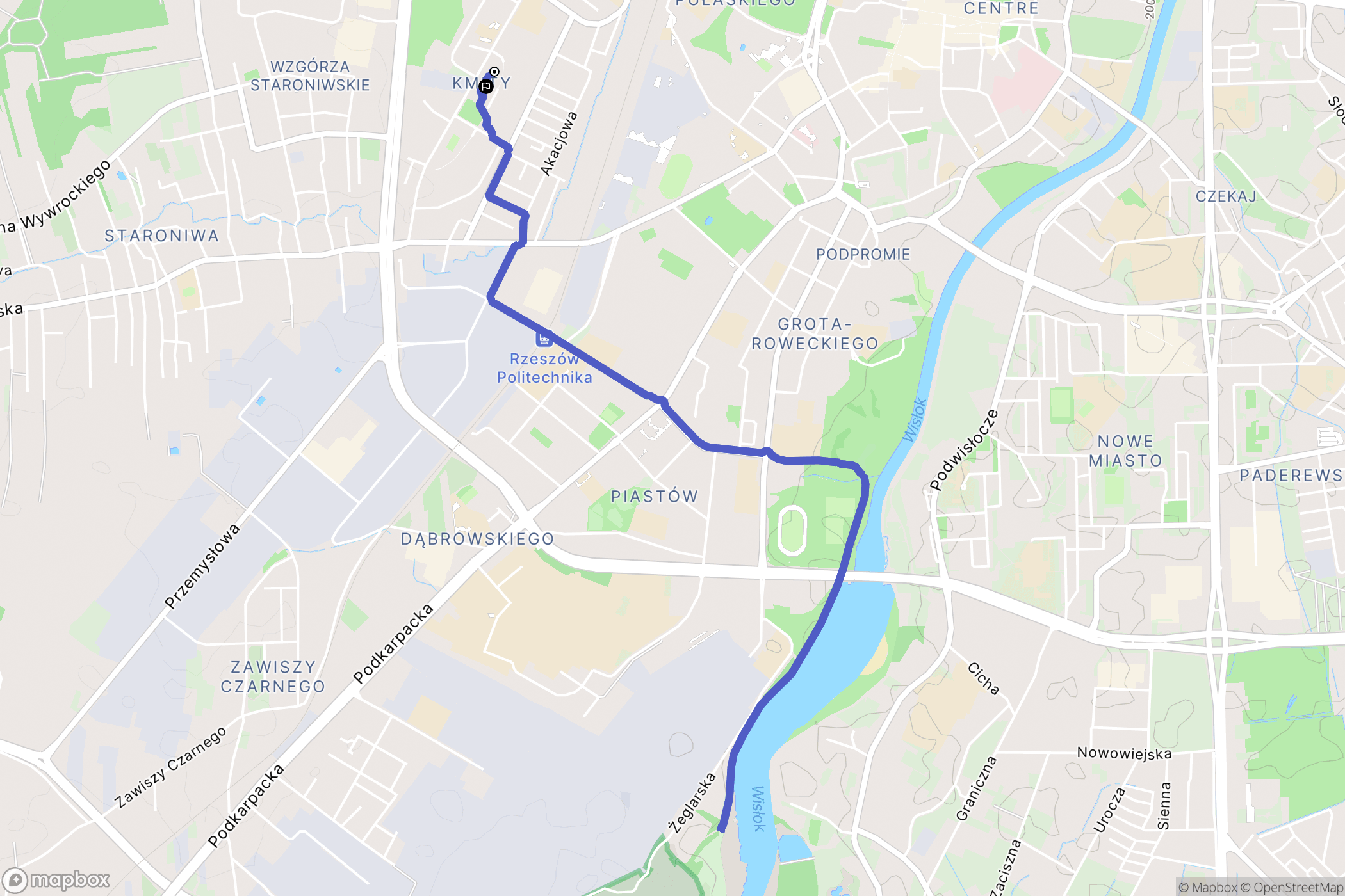 Rzeszów: mapa trasy - Poland