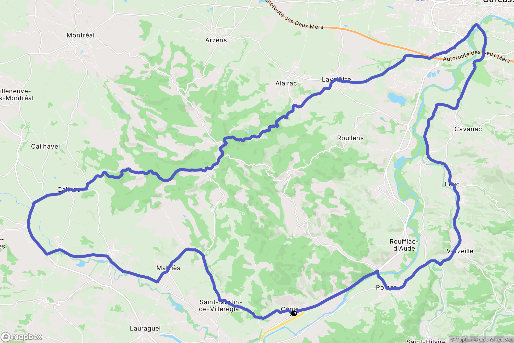 Brugairolles : carte du parcours de randonnée - France