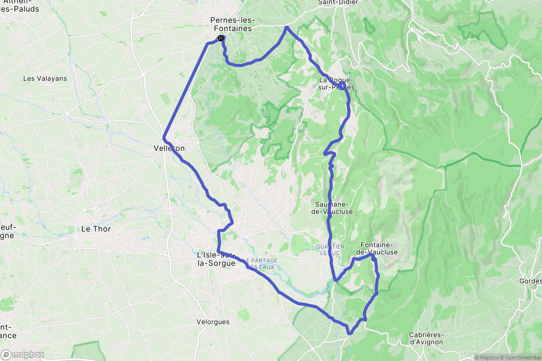 Pernes-les-Fontaines : carte du parcours de randonnée - France