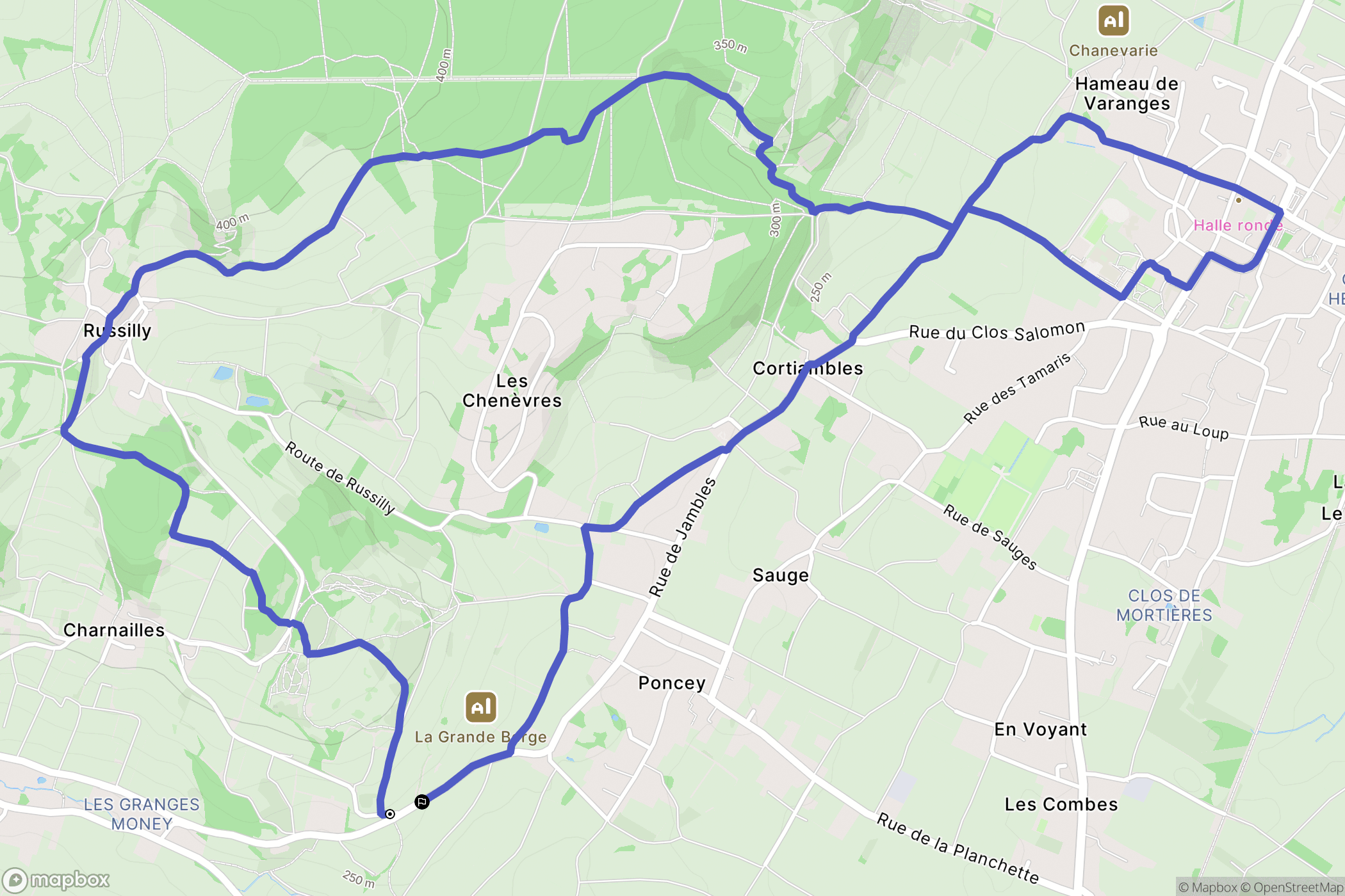 Givry : carte du parcours de randonnée - France