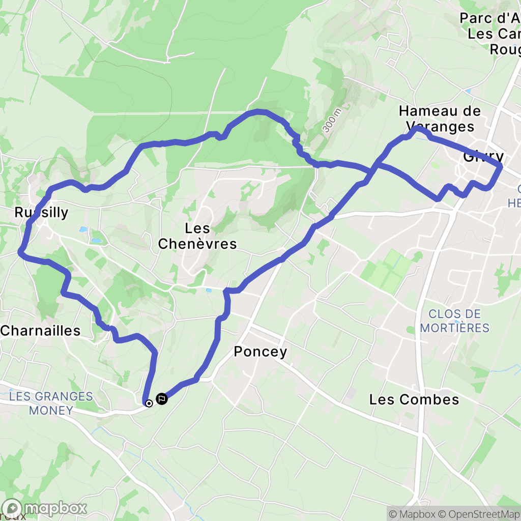 Givry : carte du parcours de randonnée - France