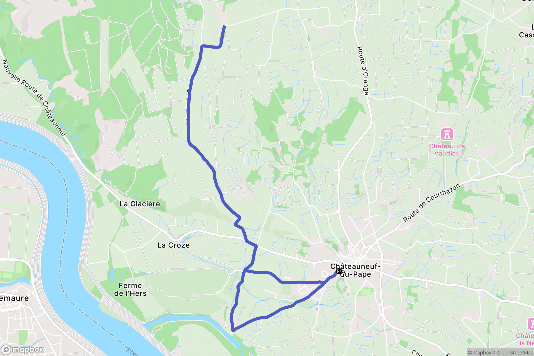 Châteauneuf-du-Pape : carte du parcours de randonnée - France
