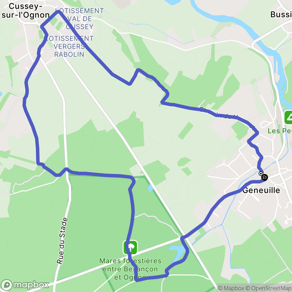 Geneuille : carte du parcours de randonnée - France