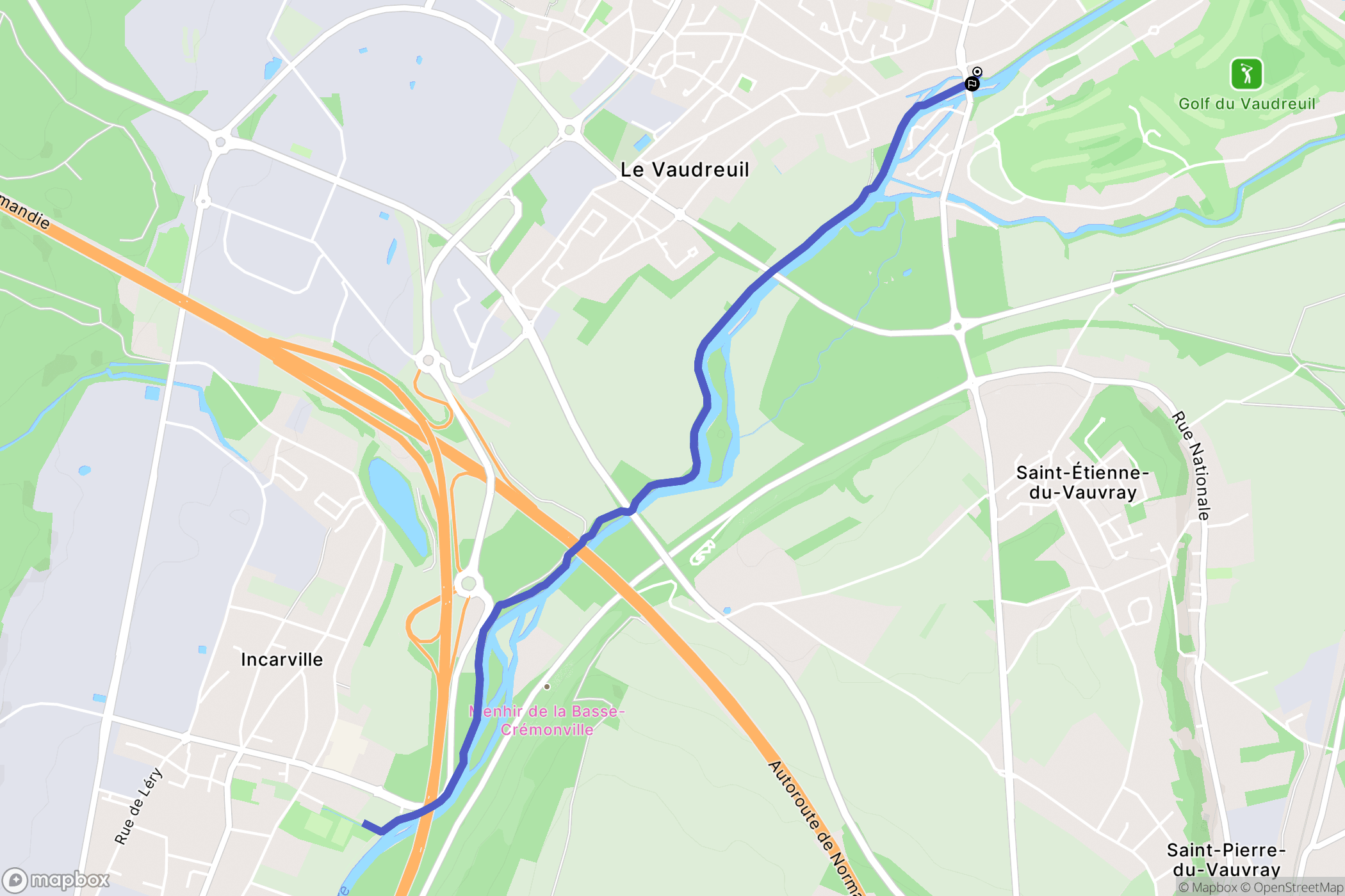 Le Vaudreuil : carte du parcours de randonnée - France