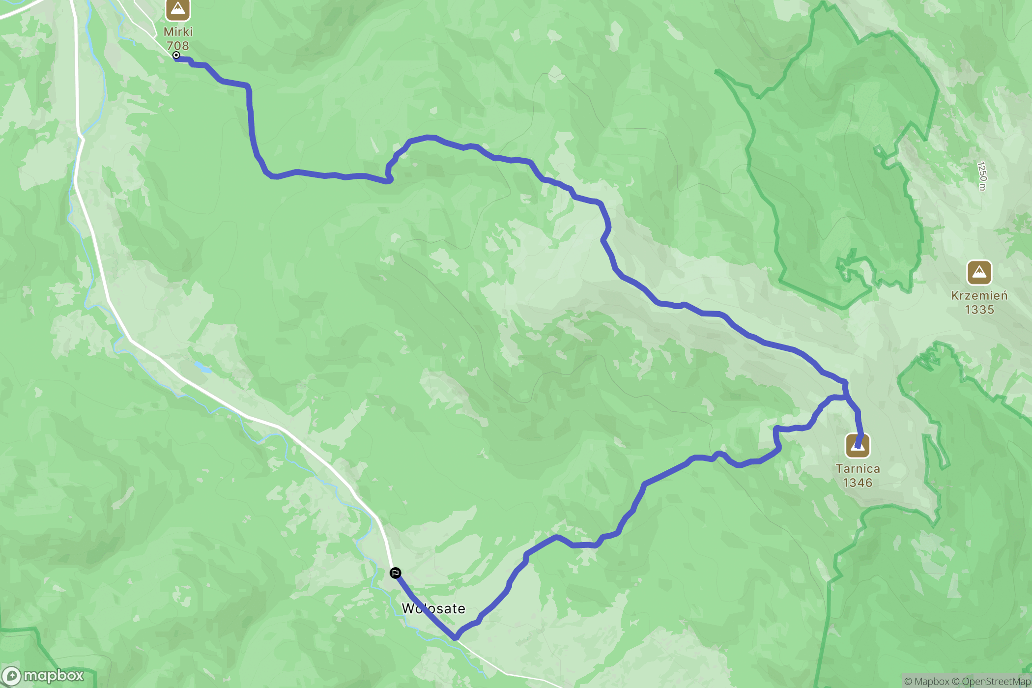Ustrzyki Górne: mapa trasy - Poland