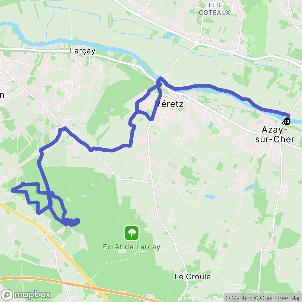 Azay-sur-Cher : carte du parcours de randonnée - France