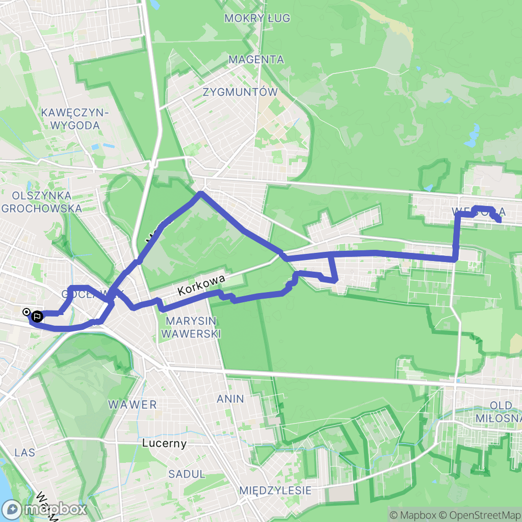 Warszawa: mapa trasy - Poland
