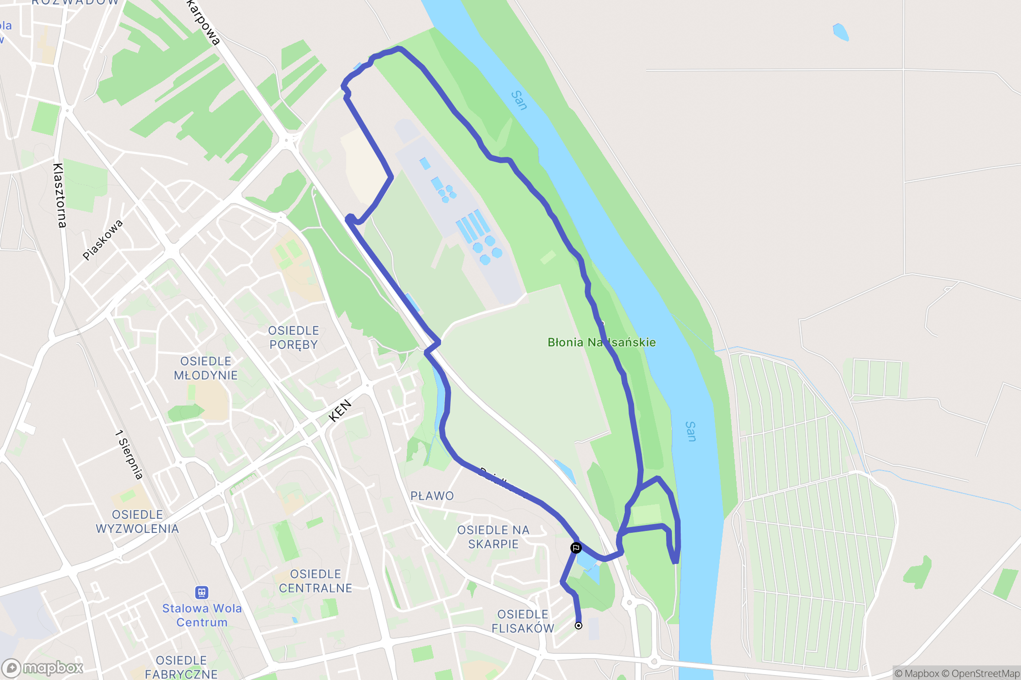 Stalowa Wola: mapa trasy - Poland