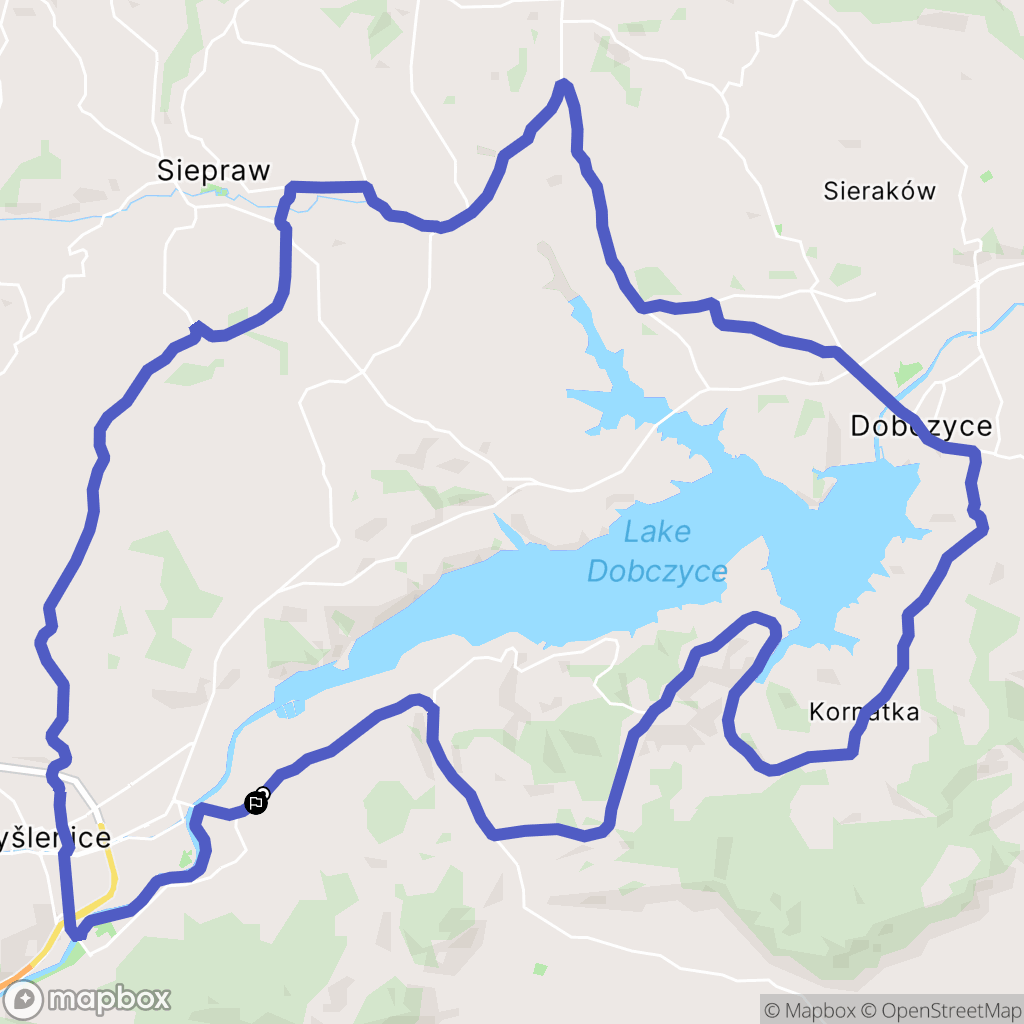 Osieczany: mapa trasy - Poland