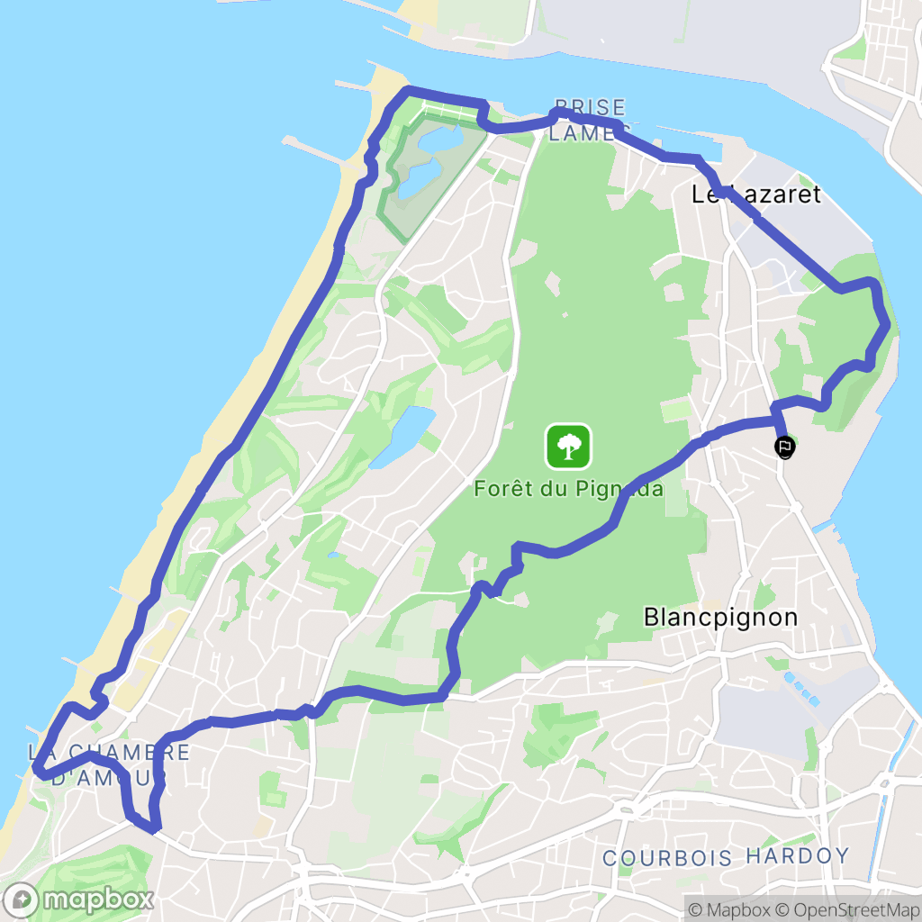 Anglet : carte du parcours de randonnée - France