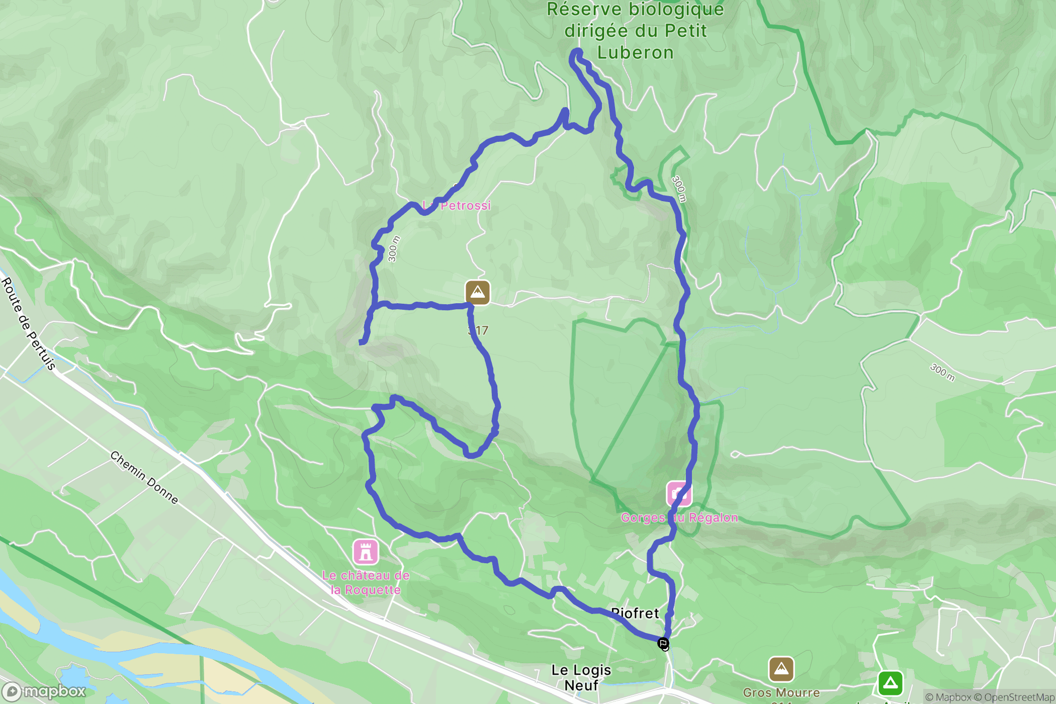 Cheval-Blanc : carte du parcours de randonnée - France
