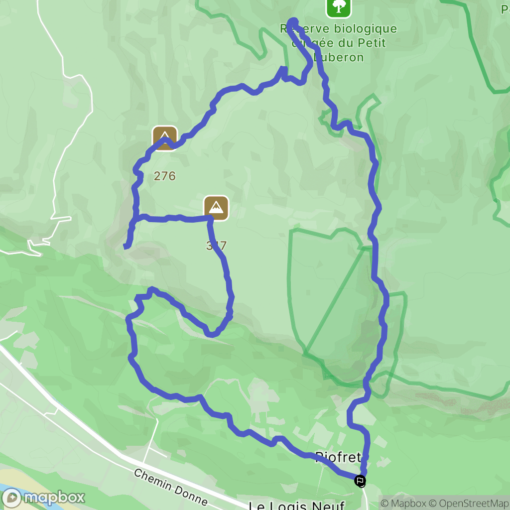 Cheval-Blanc : carte du parcours de randonnée - France