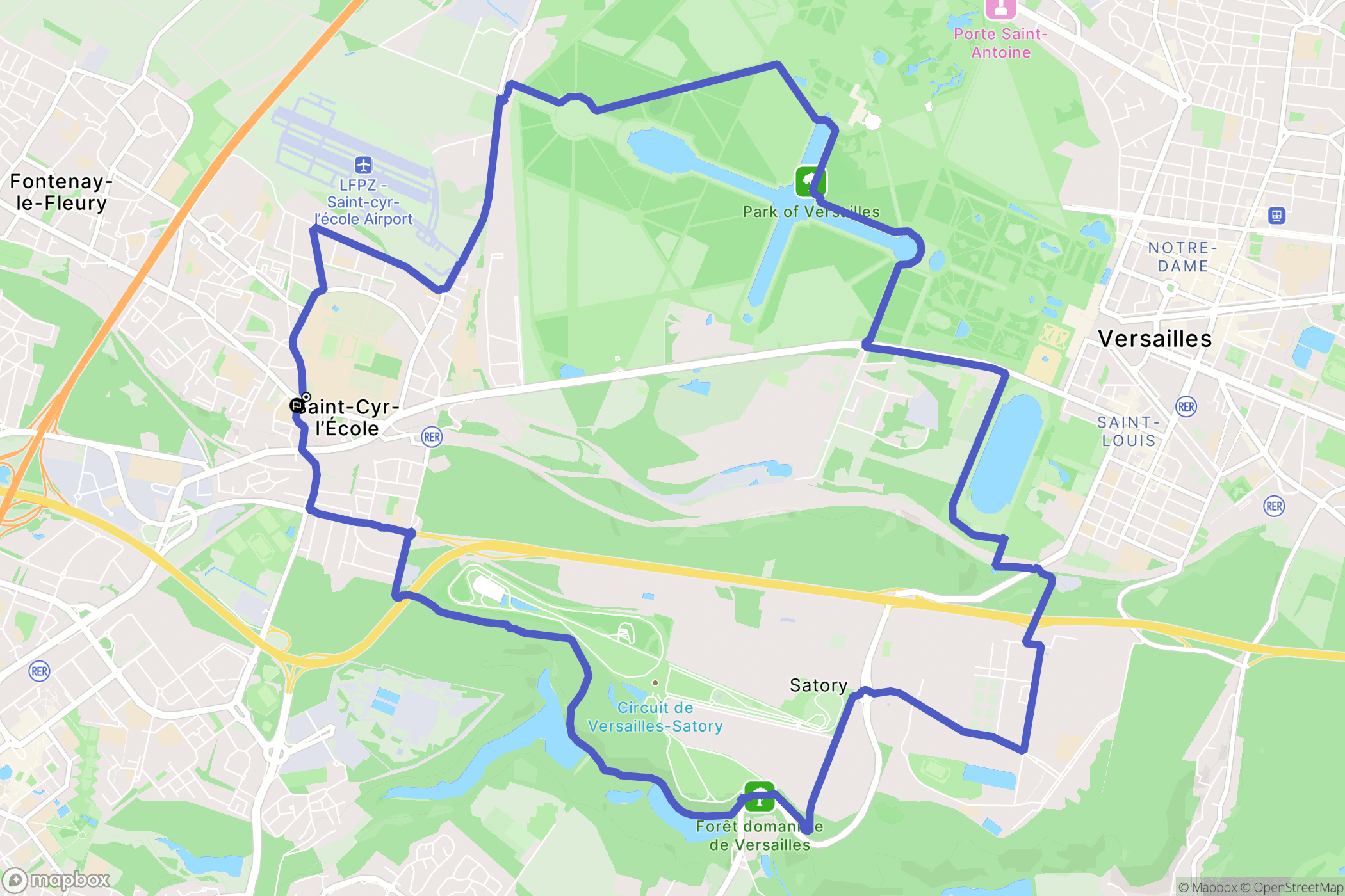 Saint-Cyr-l'École : carte du parcours de randonnée - France