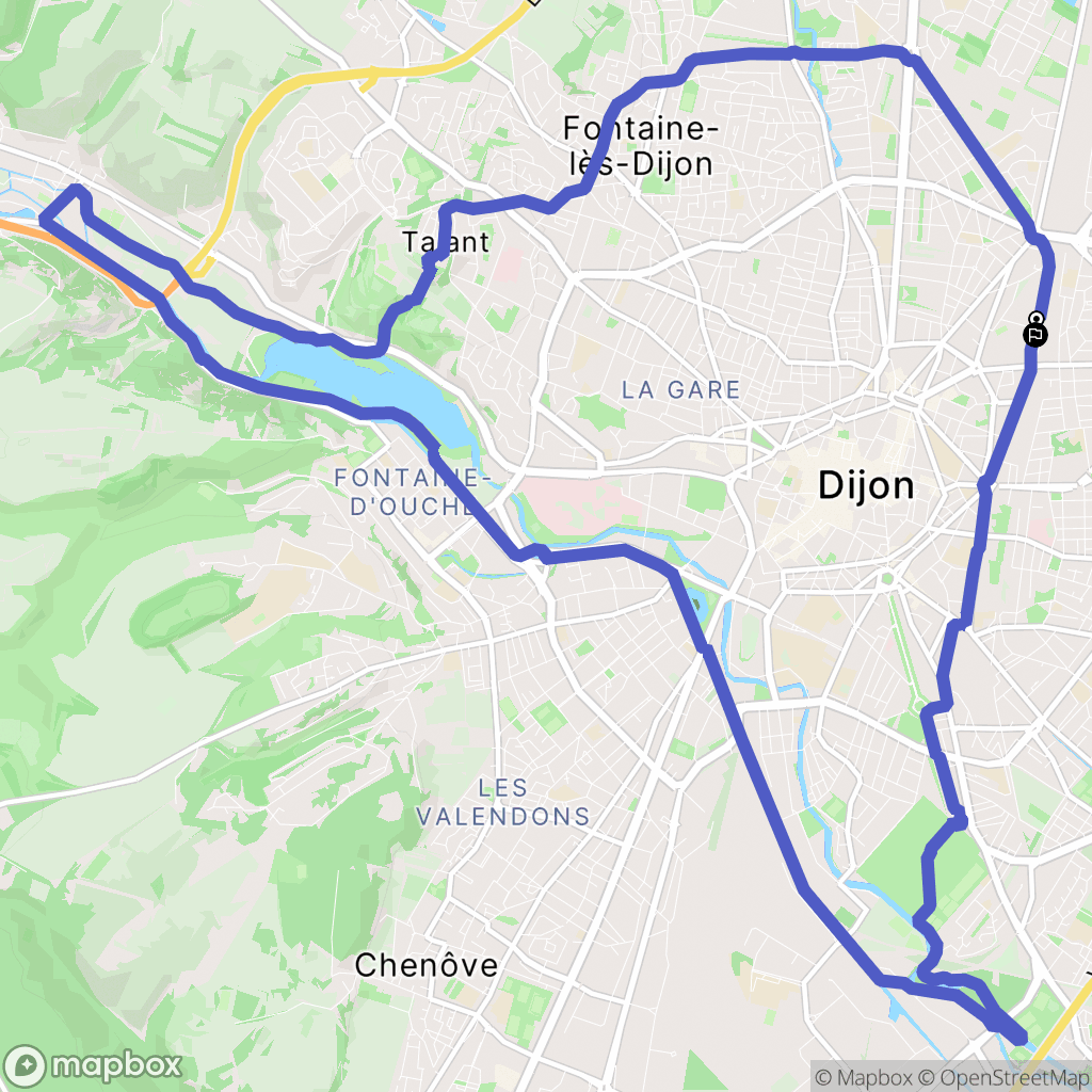 Dijon : carte du parcours de randonnée - France