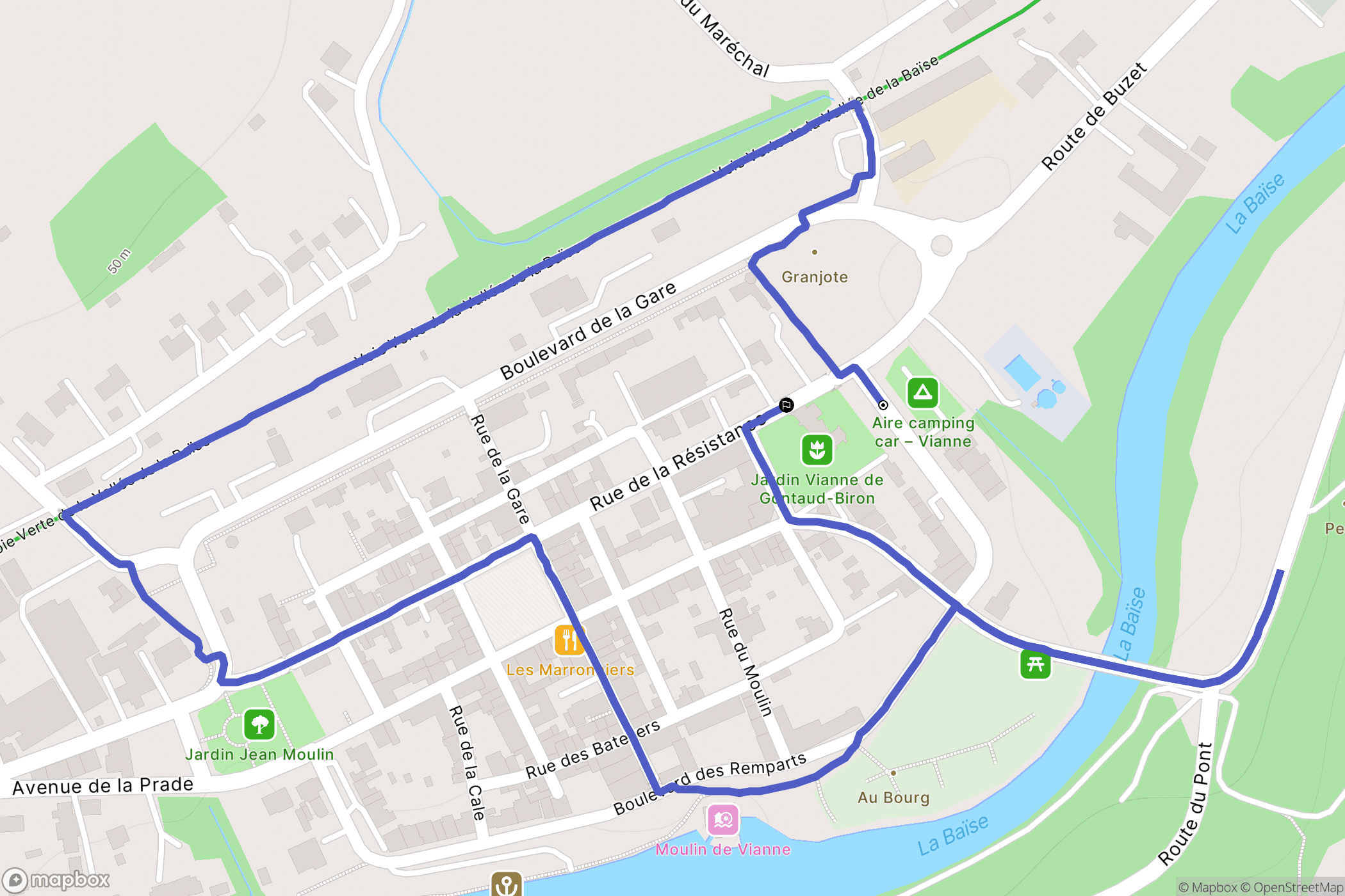 Vianne : carte du parcours de randonnée - France