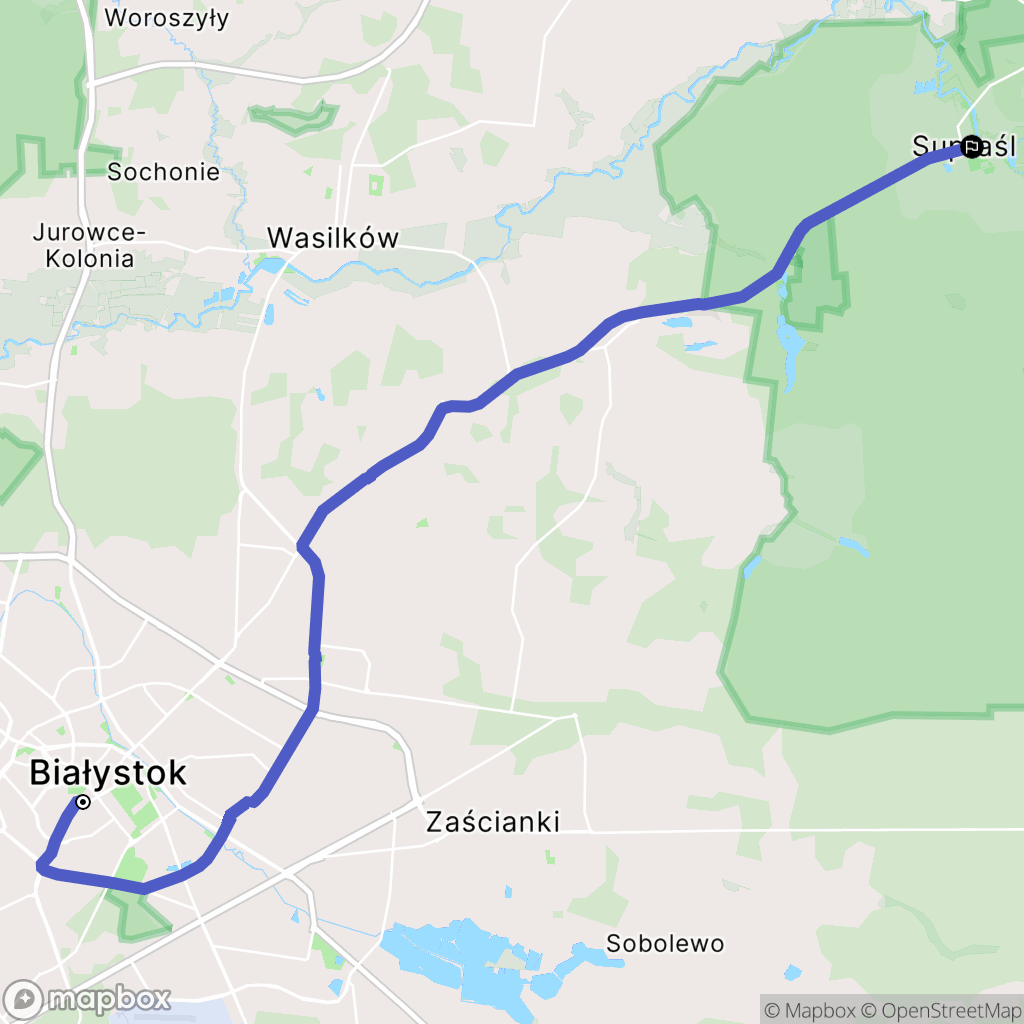 Białystok: mapa trasy - Poland
