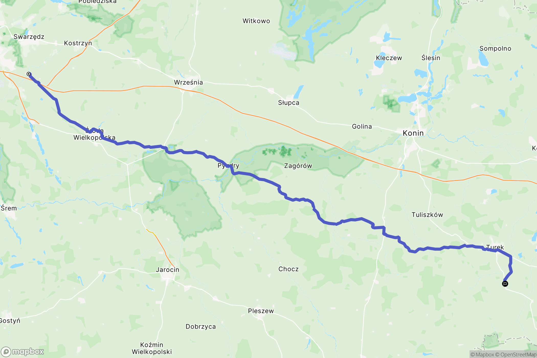 Tulce: mapa trasy - Poland