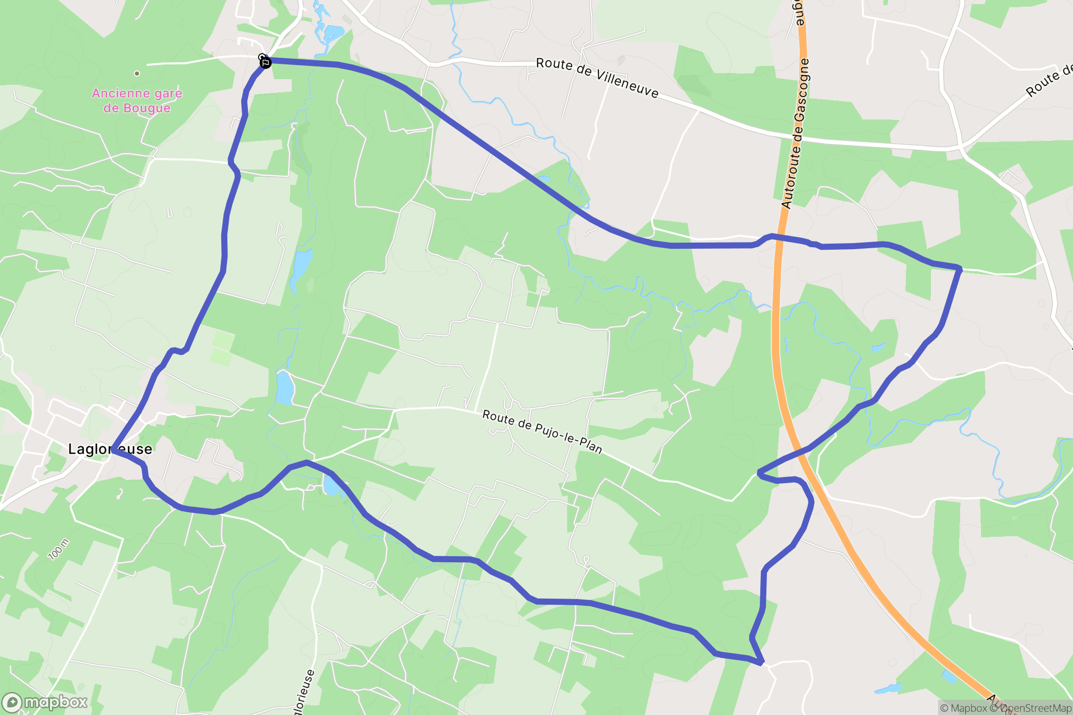 Bougue : carte du parcours de randonnée - France