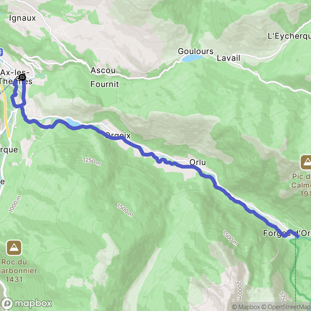 Ax-les-Thermes : carte du parcours de randonnée - France