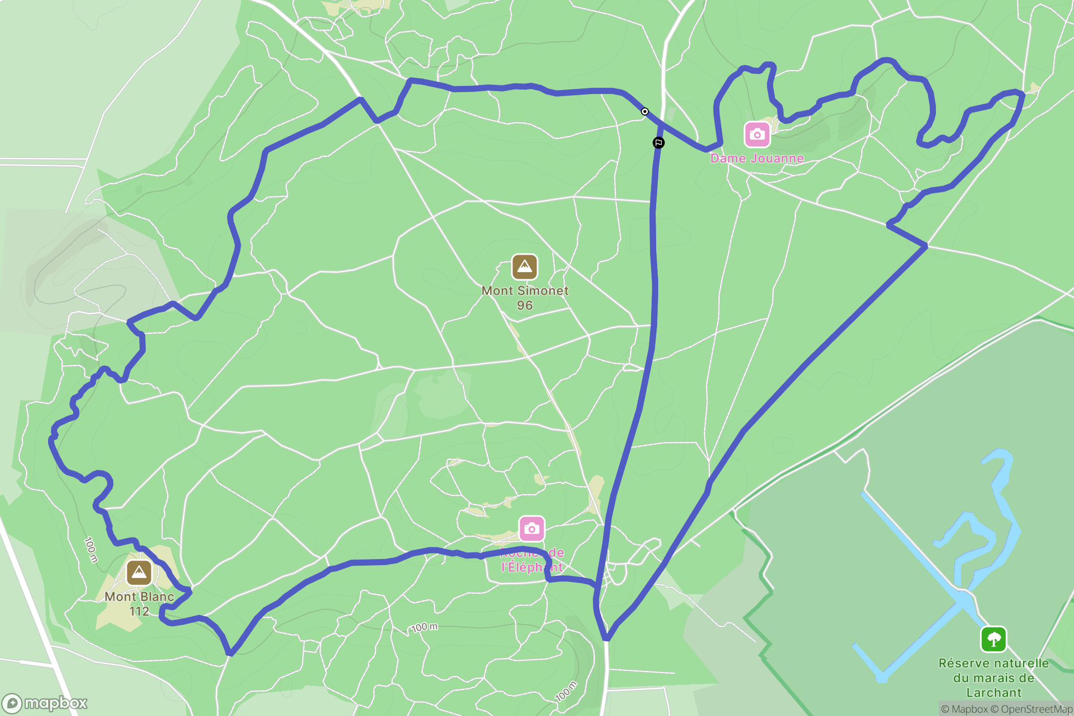 Larchant : carte du parcours de randonnée - France
