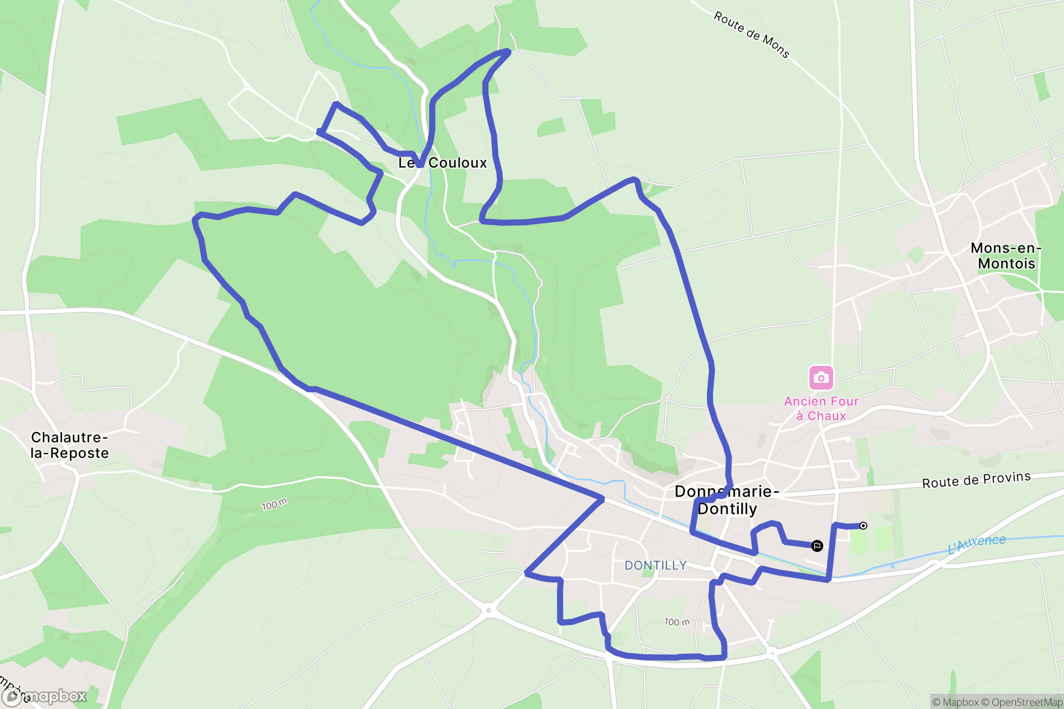 Donnemarie-Dontilly : carte du parcours de randonnée - France