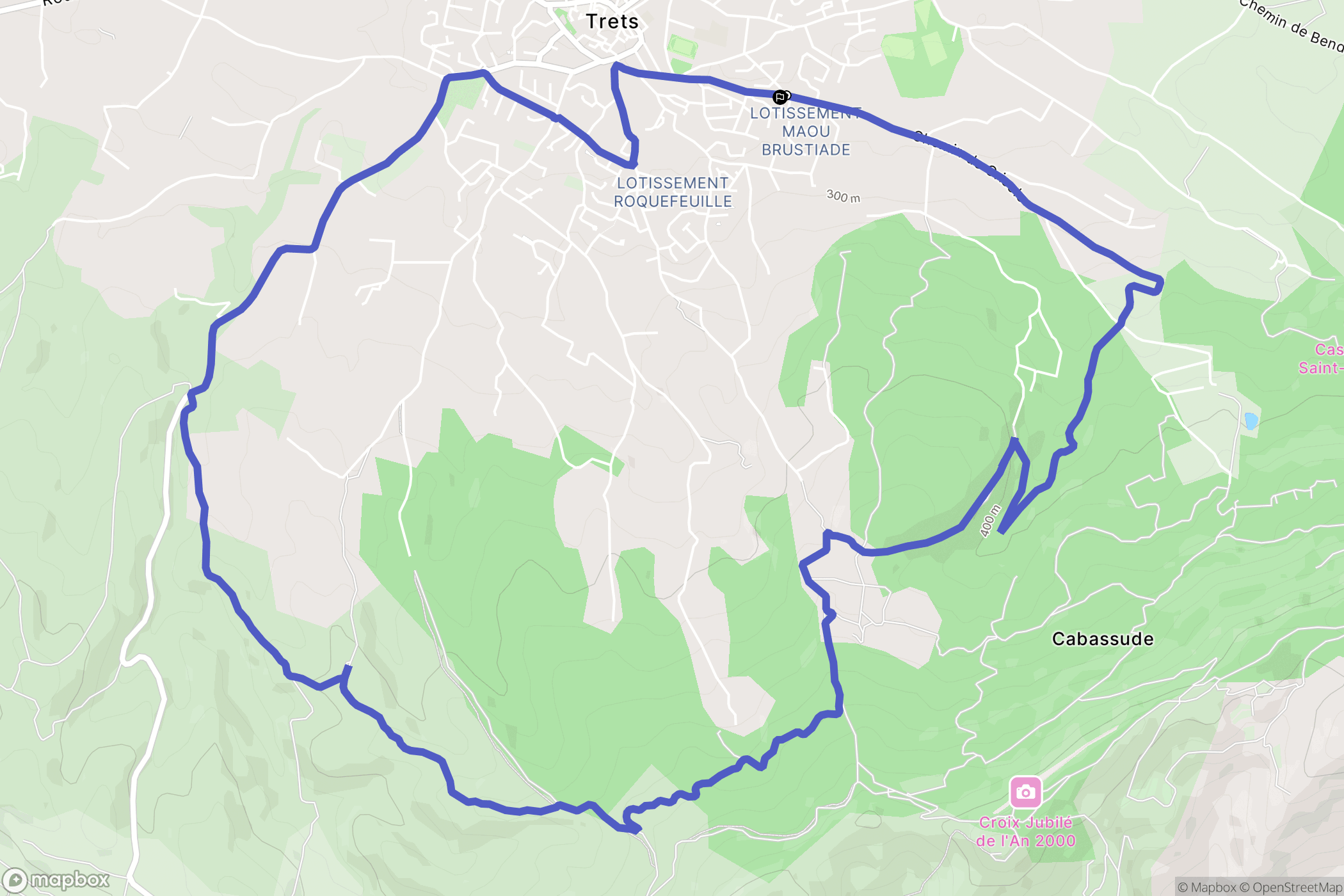 Trets : carte du parcours de randonnée - France