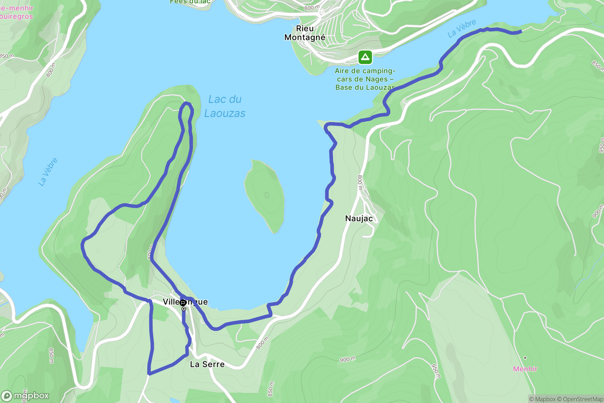 Nages : carte du parcours de randonnée - France