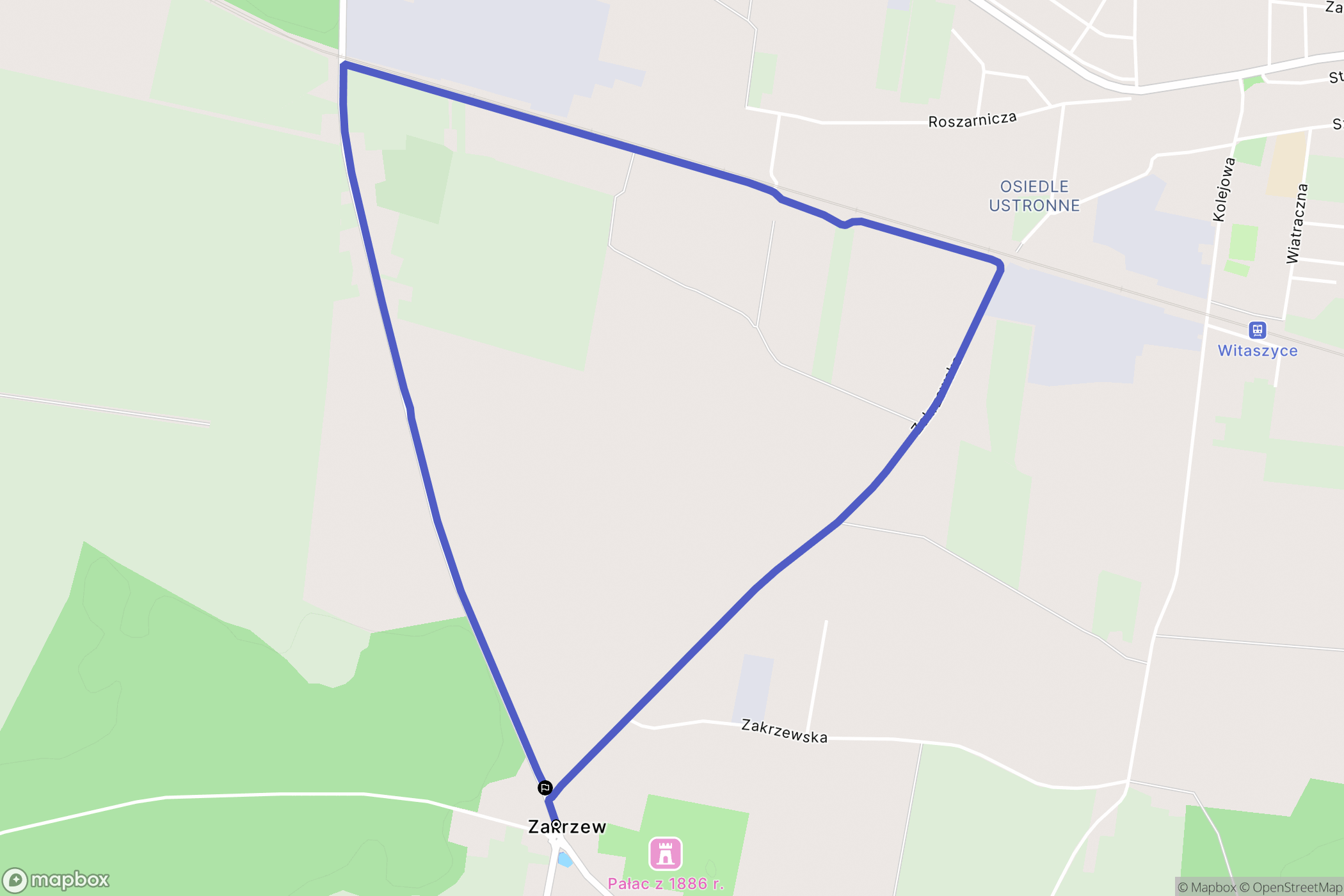 Zakrzew: mapa trasy - Poland