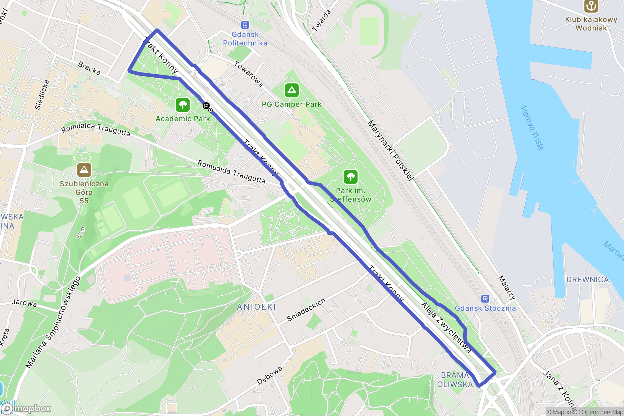 Gdańsk: mapa trasy - Poland