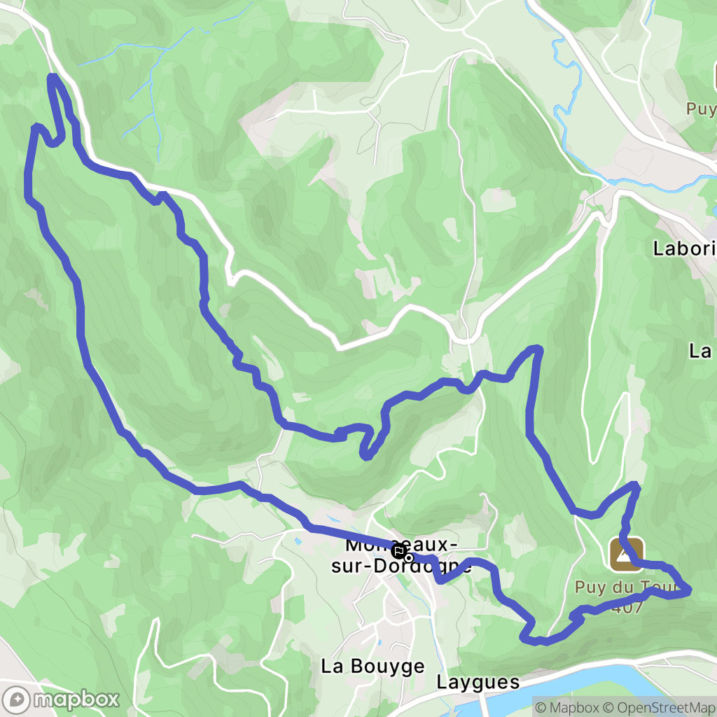 Monceaux-sur-Dordogne : carte du parcours de randonnée - France