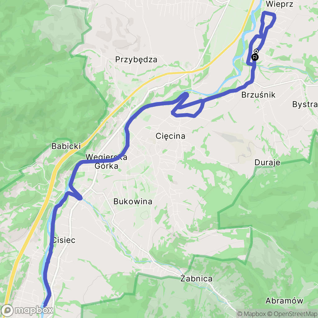 Wieprz: mapa trasy - Poland