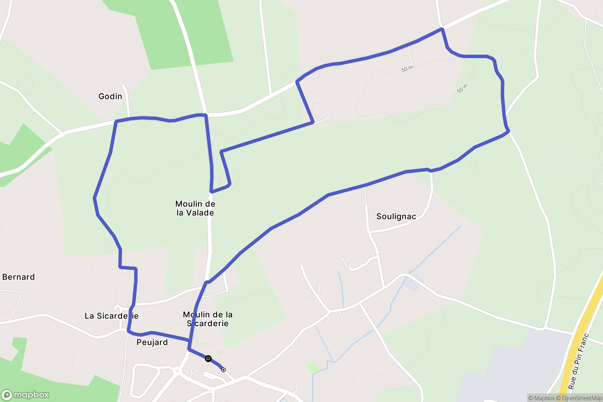 Peujard : carte du parcours de randonnée - France