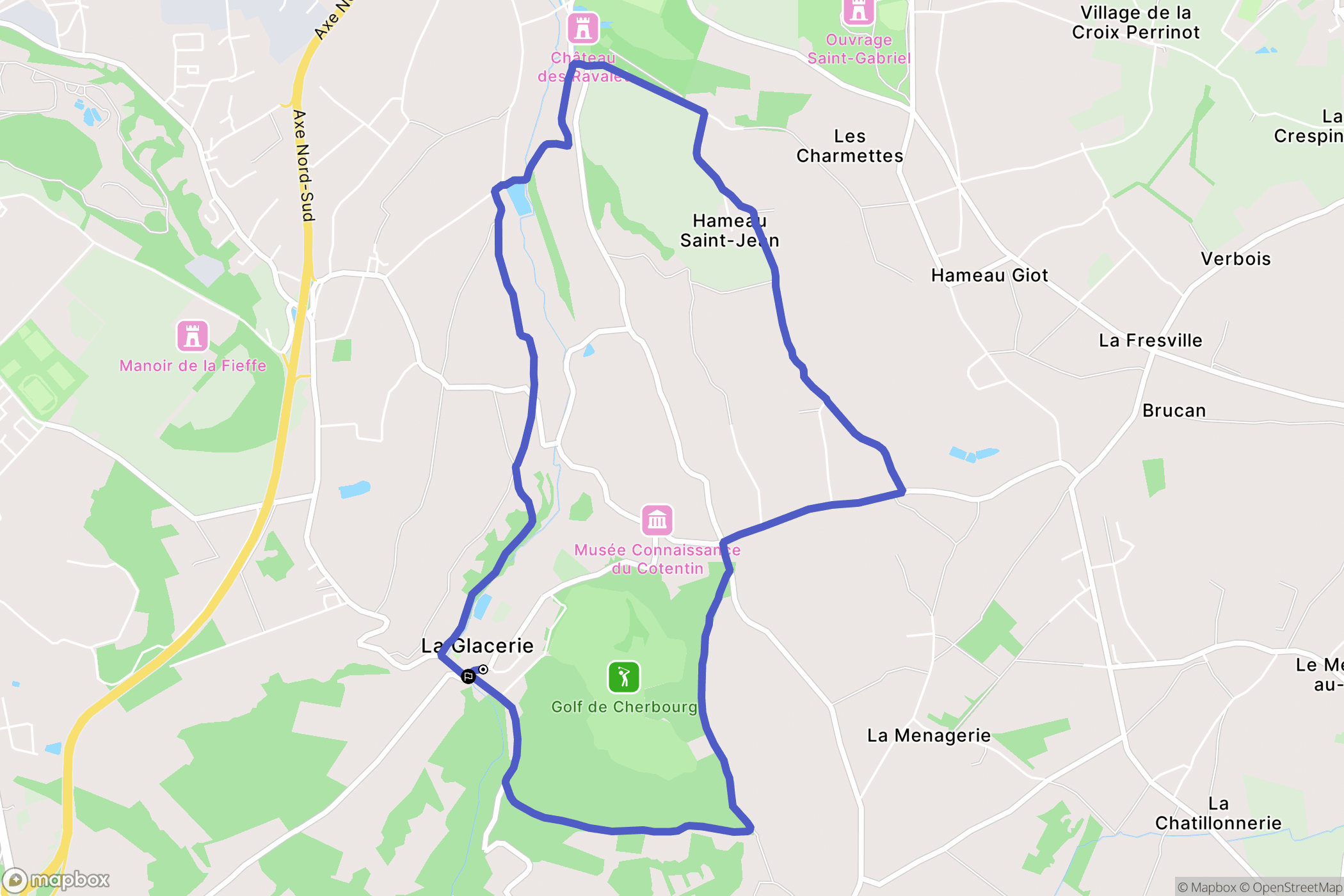 Cherbourg-en-Cotentin : carte du parcours de randonnée - France