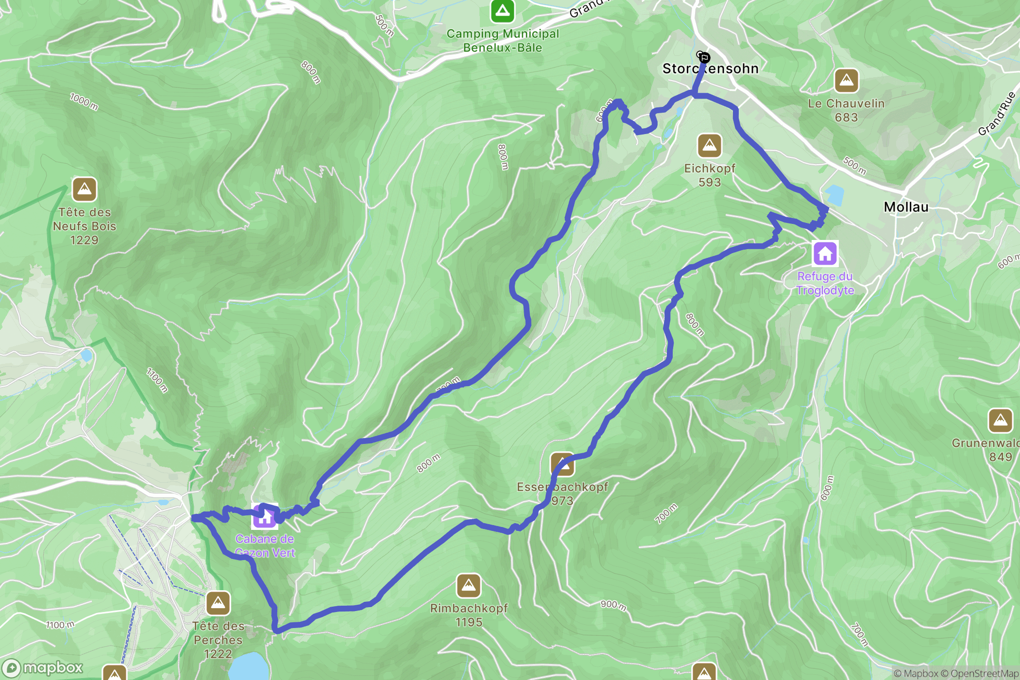 Storckensohn : carte du parcours de randonnée - France