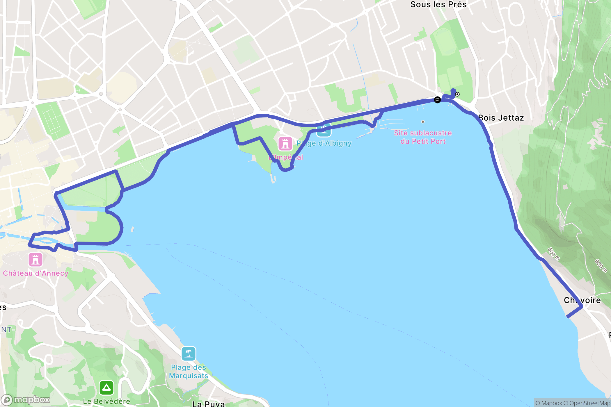 Annecy : carte du parcours de randonnée - France