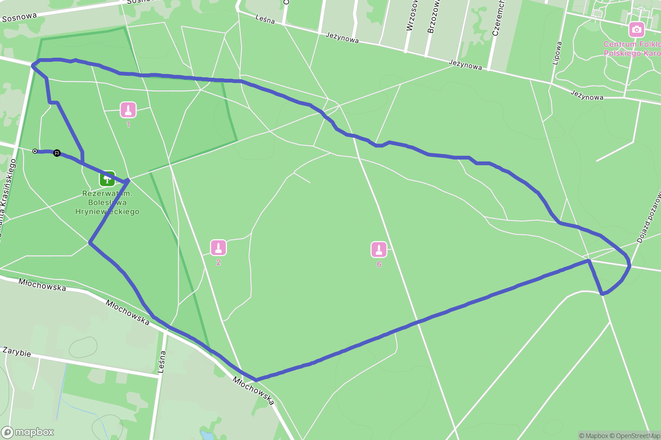 Podkowa Leśna: mapa trasy - Poland