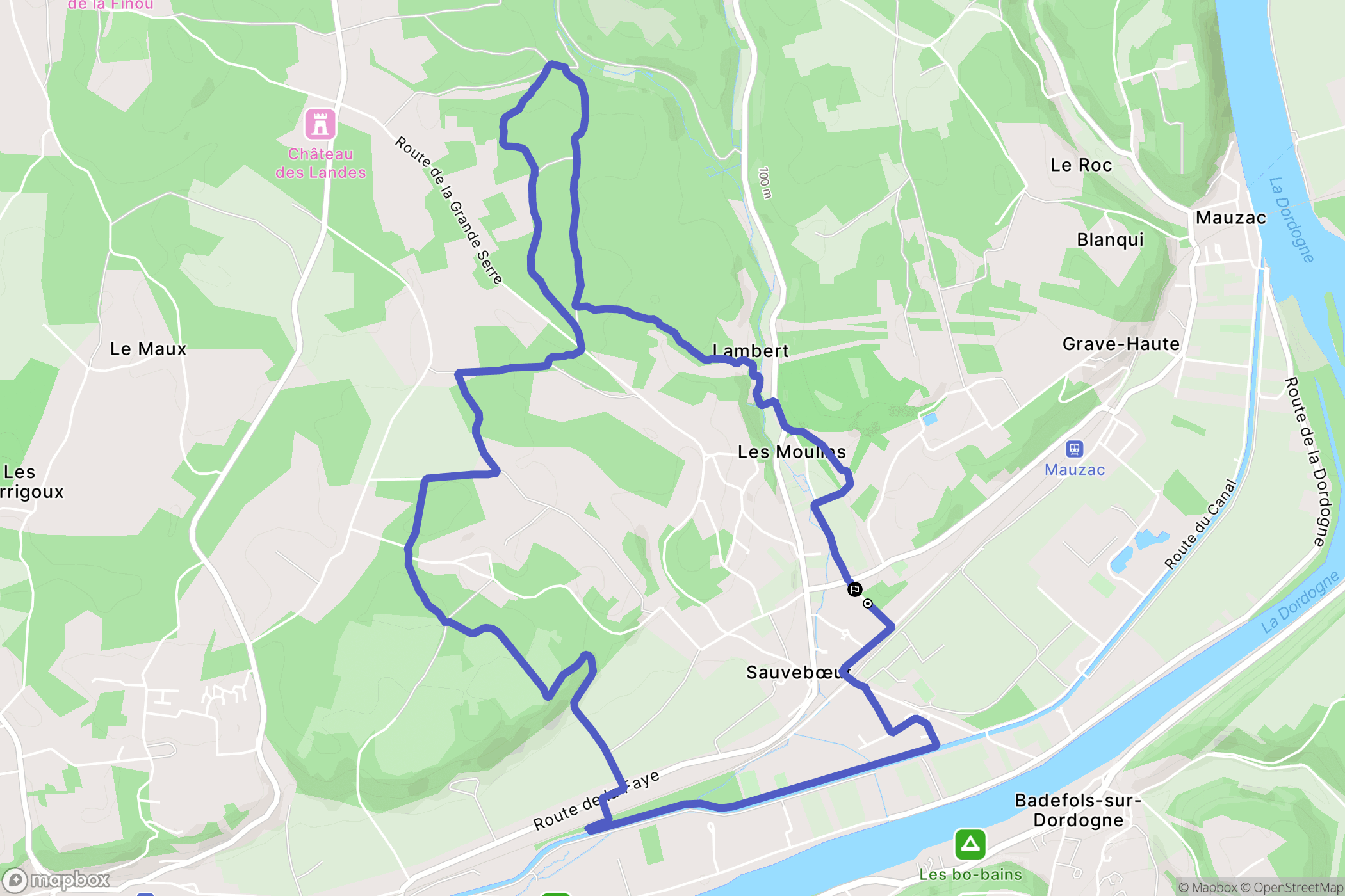 Lalinde : carte du parcours de randonnée - France