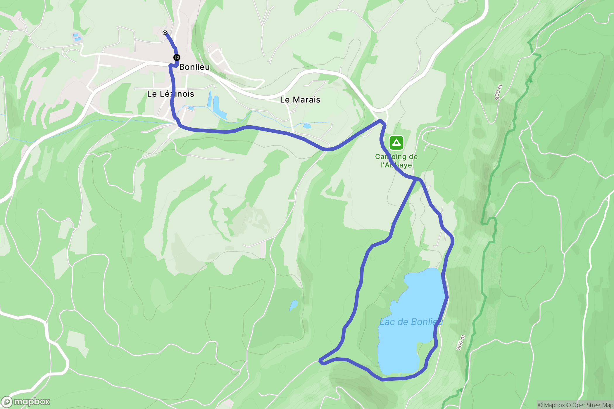 Bonlieu : carte du parcours de randonnée - France
