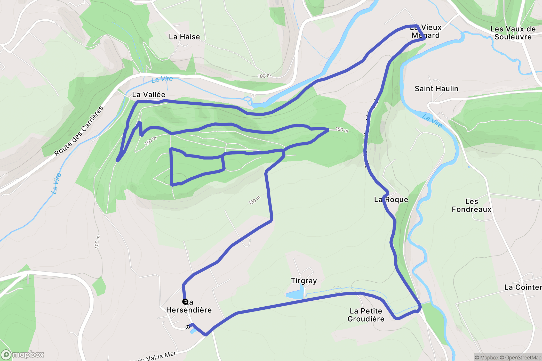 Souleuvre en Bocage : carte du parcours de randonnée - France