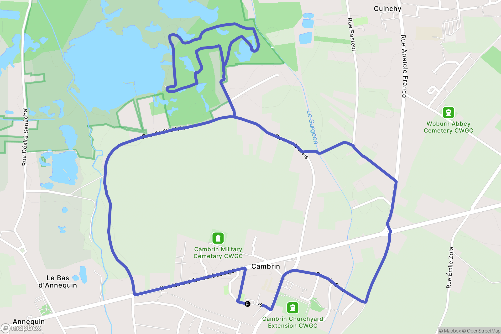 Cambrin : carte du parcours de randonnée - France