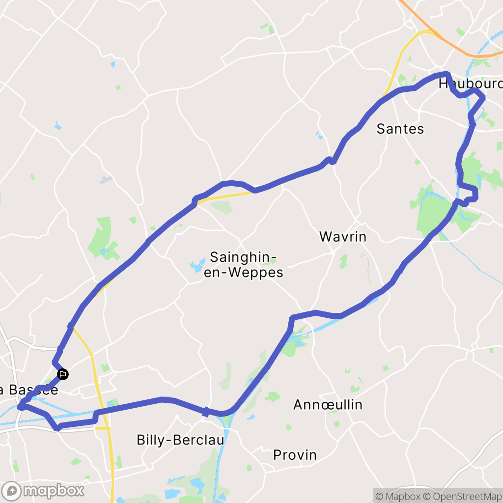 La Bassée : carte du parcours de randonnée - France