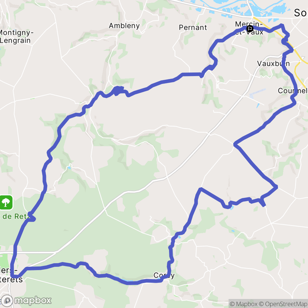 Mercin-et-Vaux : carte du parcours de randonnée - France