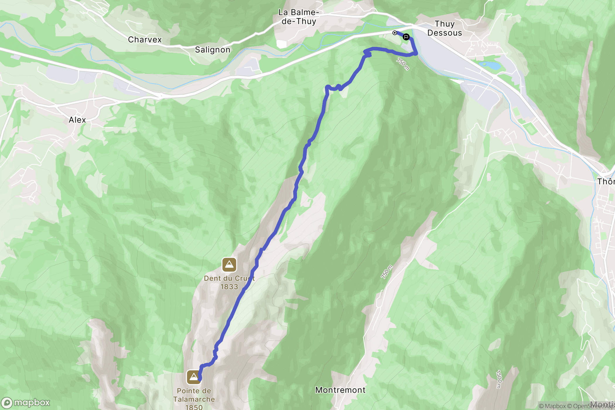 Thônes : carte du parcours de randonnée - France