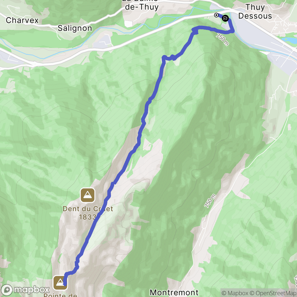 Thônes : carte du parcours de randonnée - France
