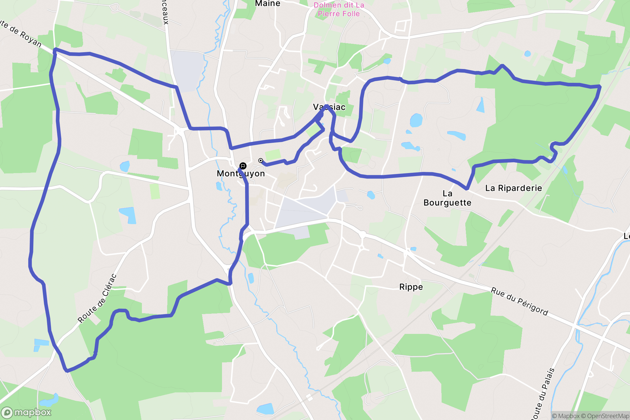 Montguyon : carte du parcours de randonnée - France