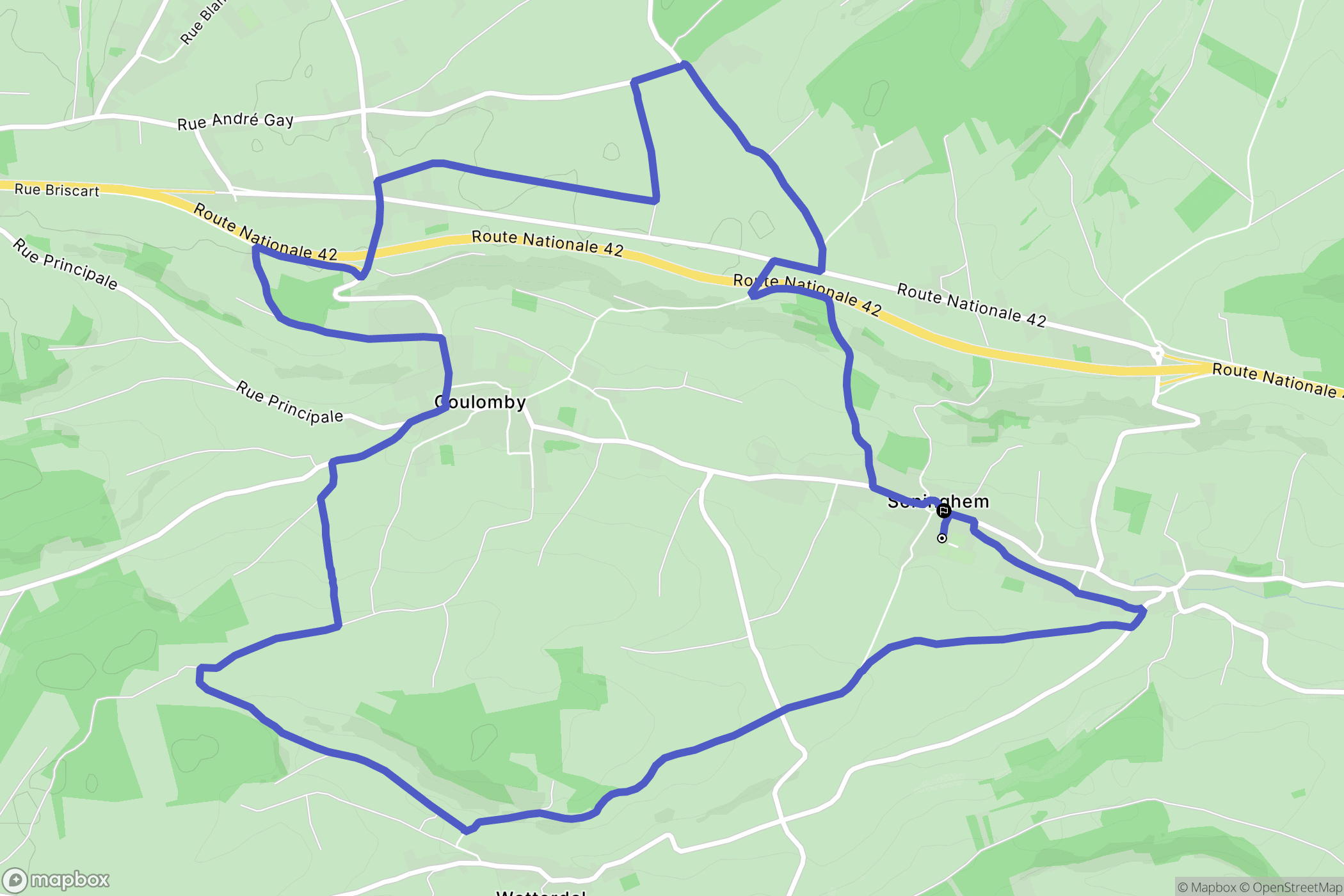 Seninghem : carte du parcours de randonnée - France