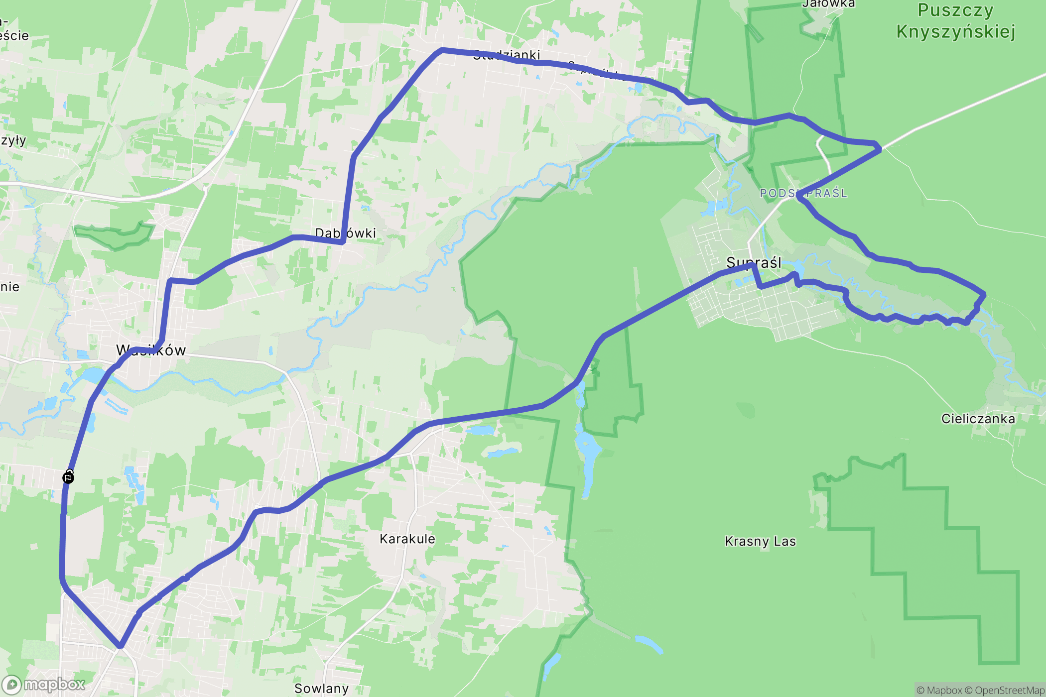 Wasilków: mapa trasy - Poland